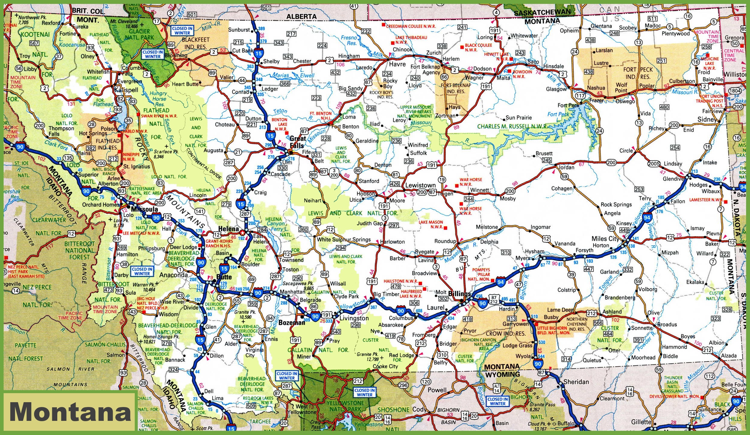 Montana Road Report Map Montana Alerts, Closures And Incidents - Montana Hunting And Fishing  Information