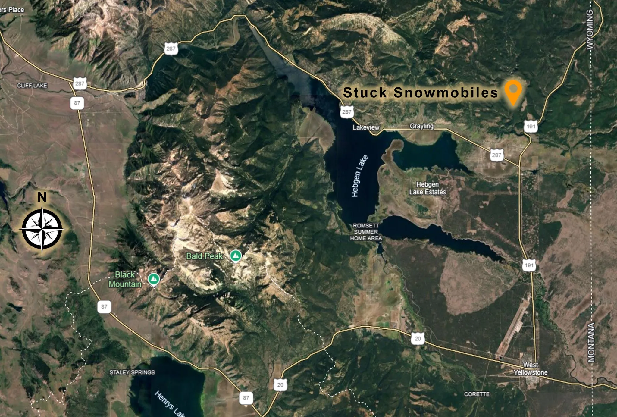 Three snowmobilers rescued from north of West Yellowstone